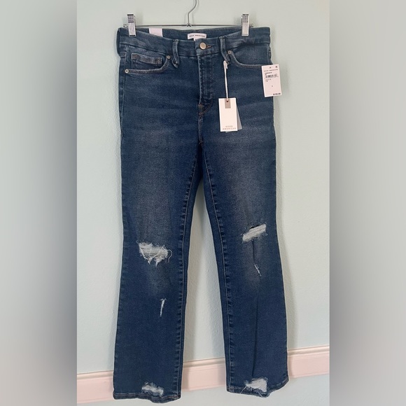 *GOOD AMERICAN Good Legs Straight Indigo Distressed Jean Indigo 6/28 NWT O-26 - Picture 13 of 14